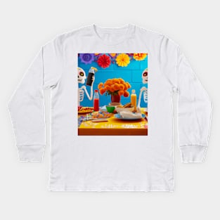 Calendulas del dia de los Muertos Kids Long Sleeve T-Shirt